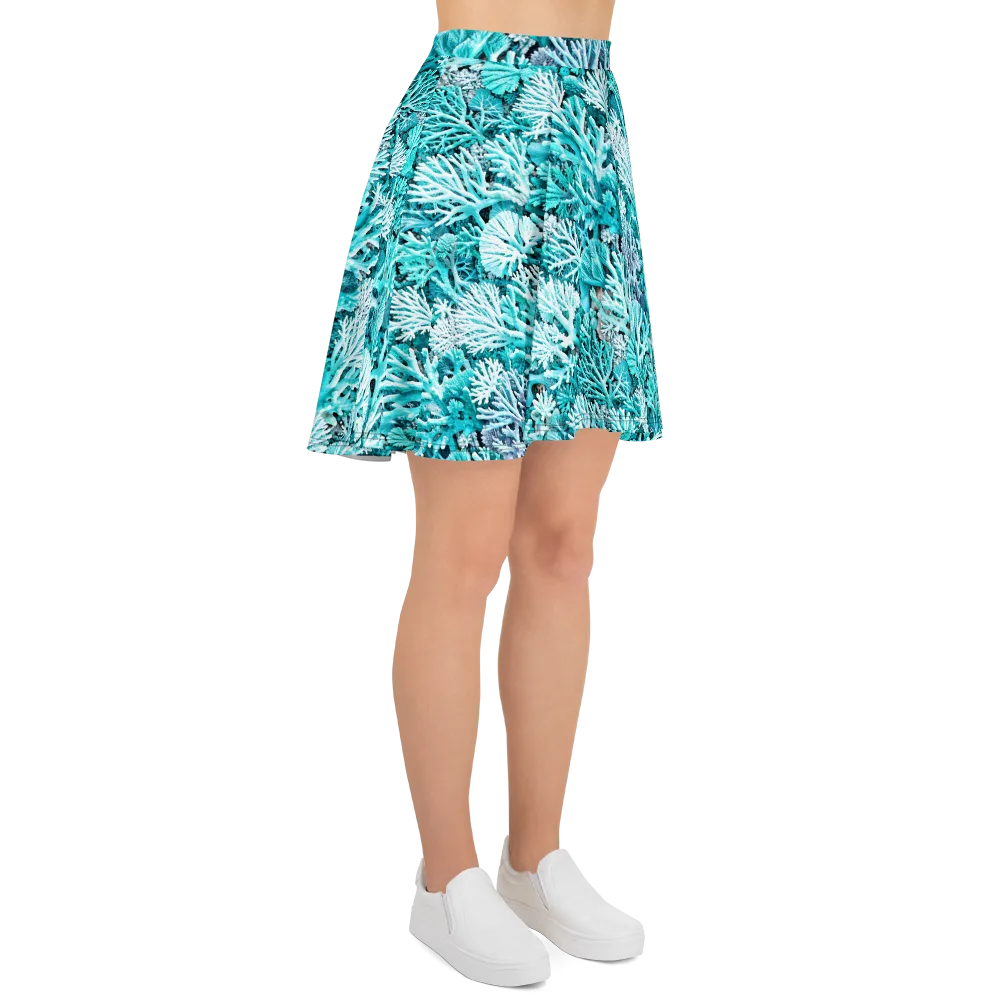 Aqua Coral Garden on Skater Skirt — Right