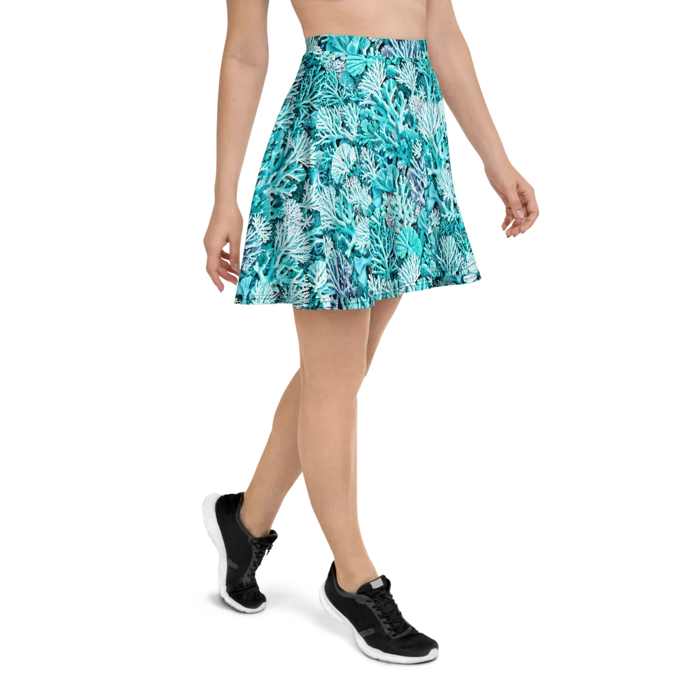 Aqua Coral Garden on Skater Skirt — Right