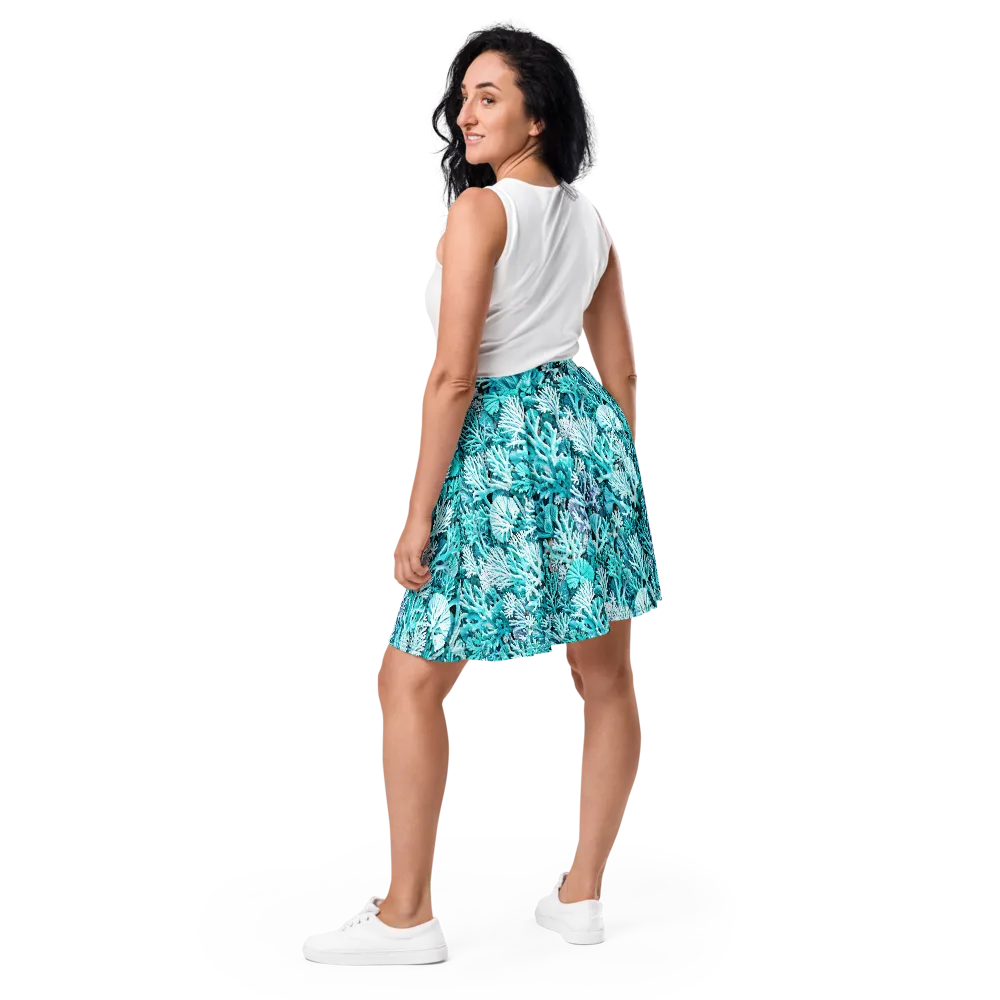 Aqua Coral Garden on Skater Skirt — Back