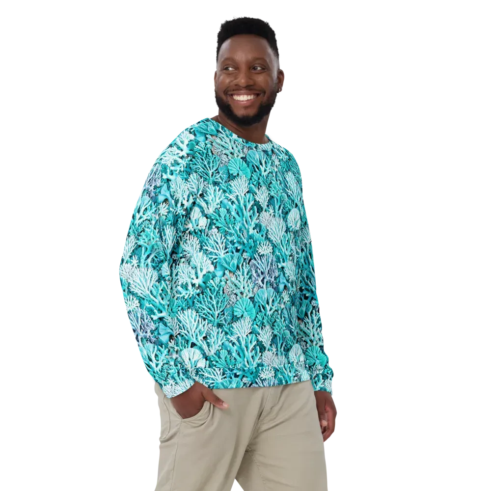 Aqua Coral Garden on Sweatshirt — Front