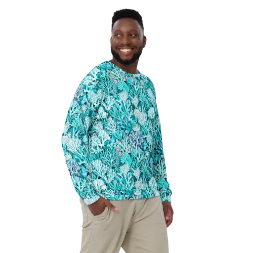 Aqua Coral Garden on a Sweatshirt