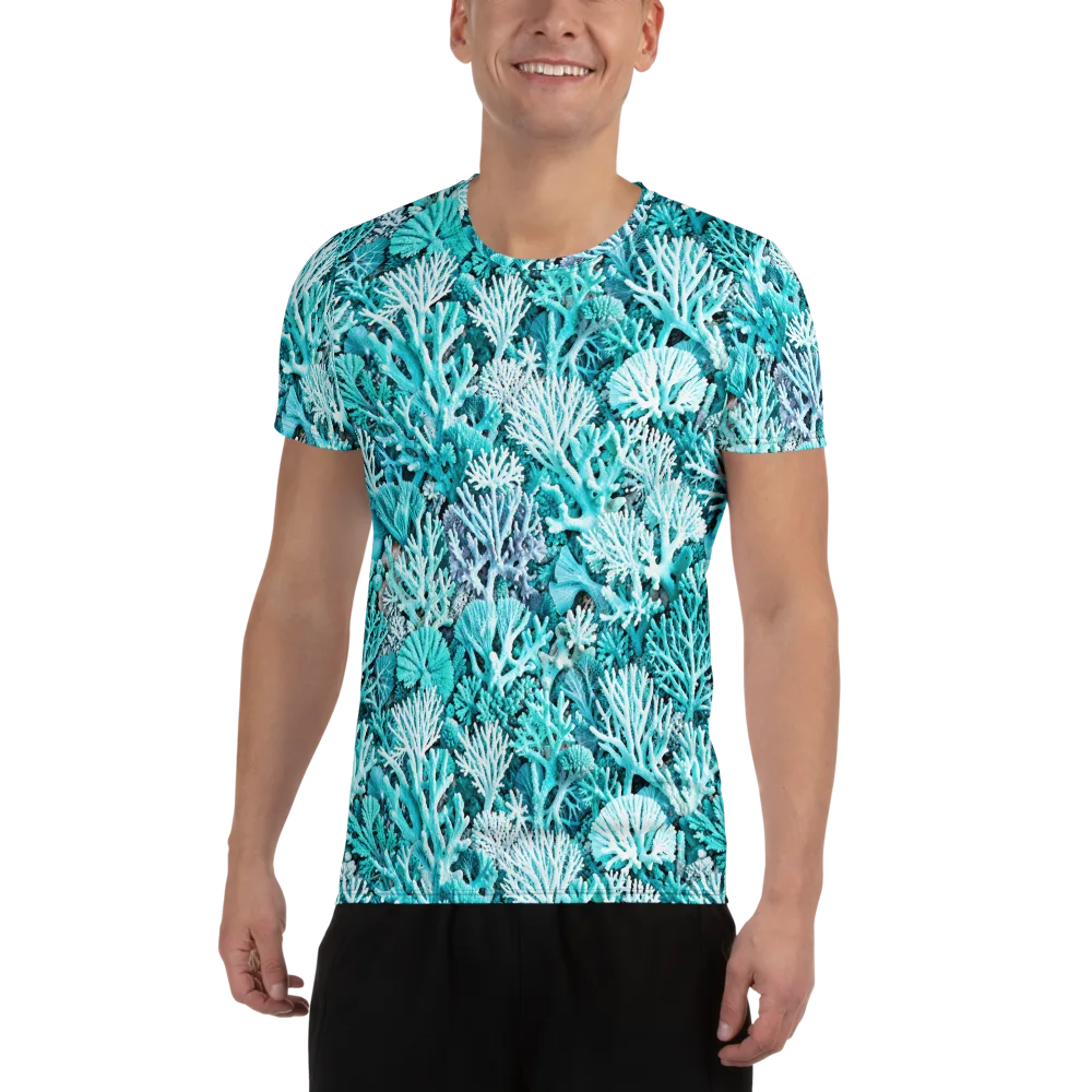 Aqua Coral Garden on Men's Athletic T-Shirt — Front
