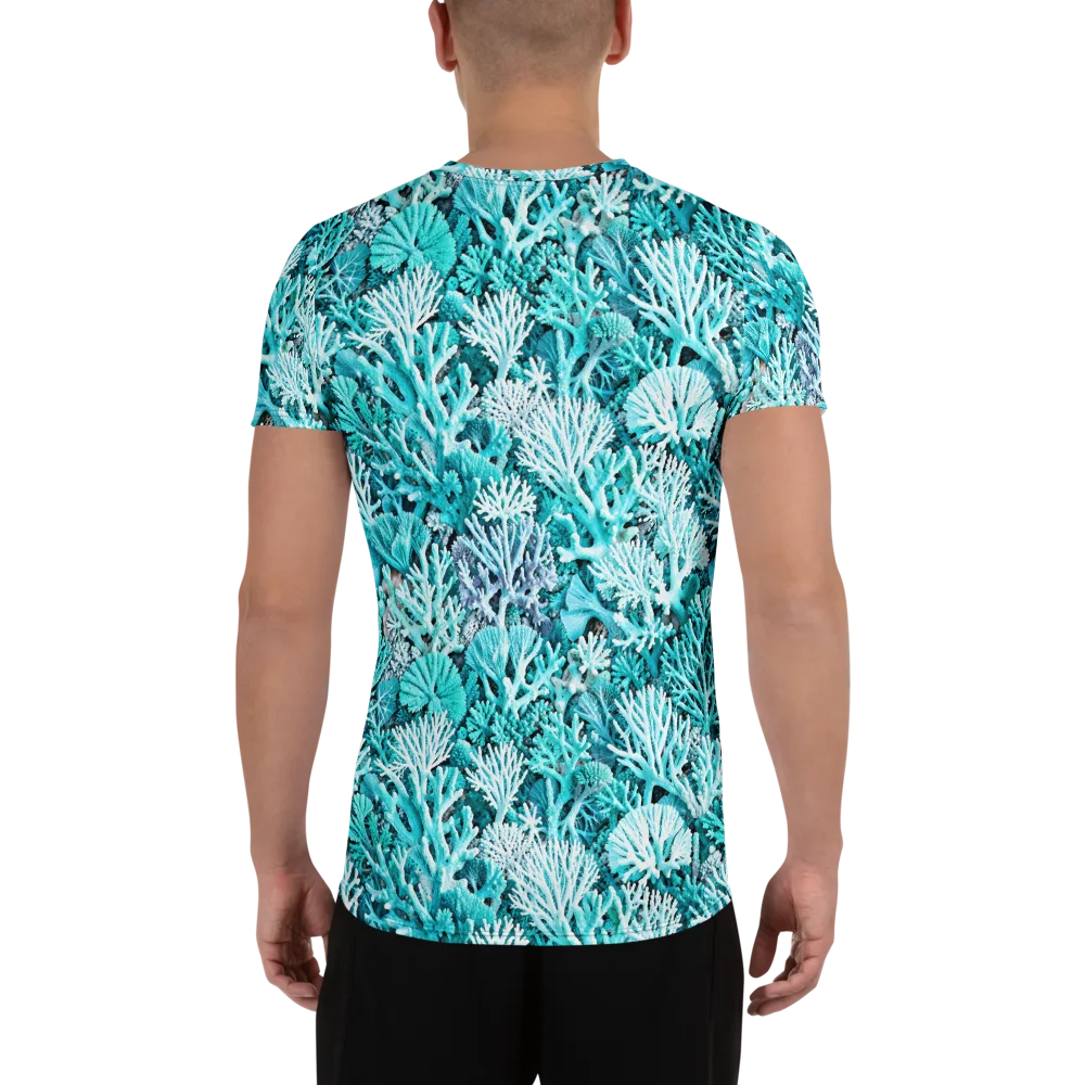 Aqua Coral Garden on Men's Athletic T-Shirt — Back