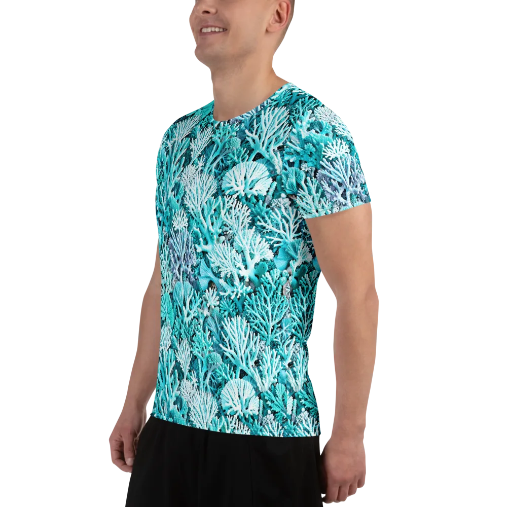 Aqua Coral Garden on Men's Athletic T-Shirt — Left