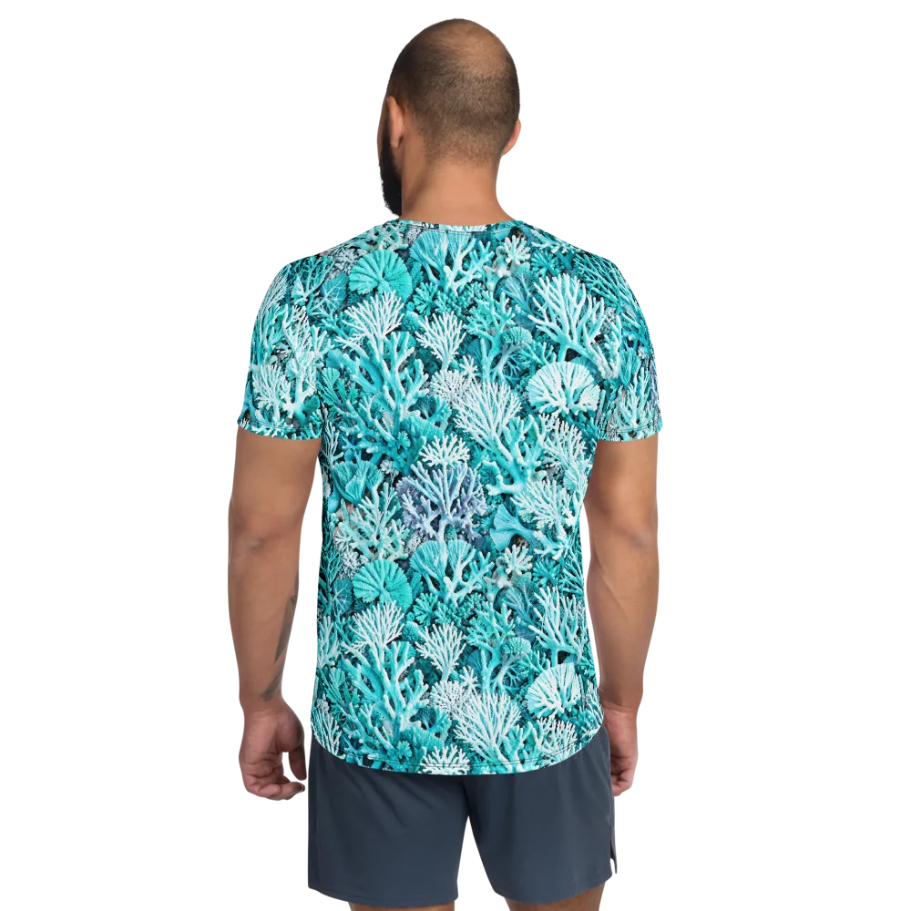 Aqua Coral Garden on Men's Athletic T-Shirt — Back