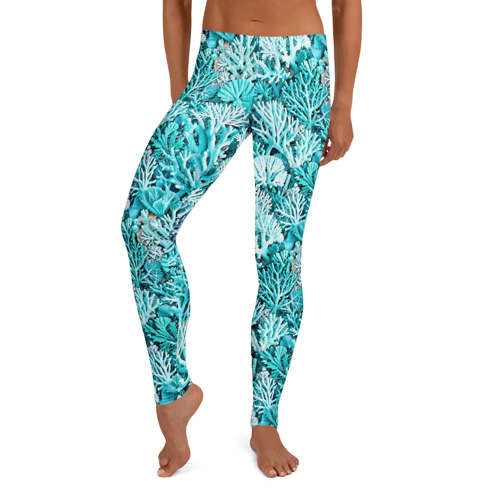 Aqua Coral Garden on Leggings — Front