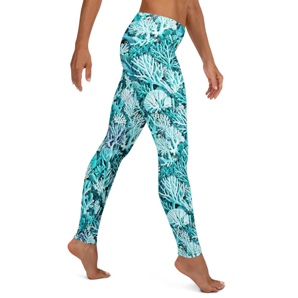Aqua Coral Garden on Leggings — Right