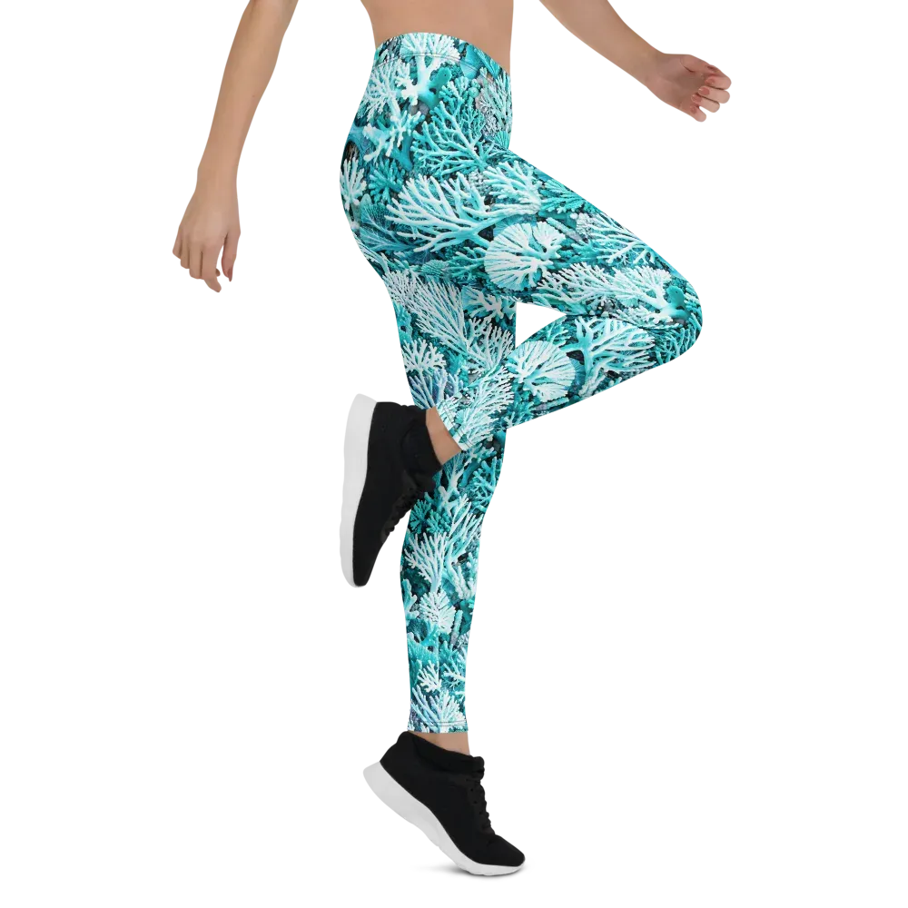 Aqua Coral Garden on Leggings — Right