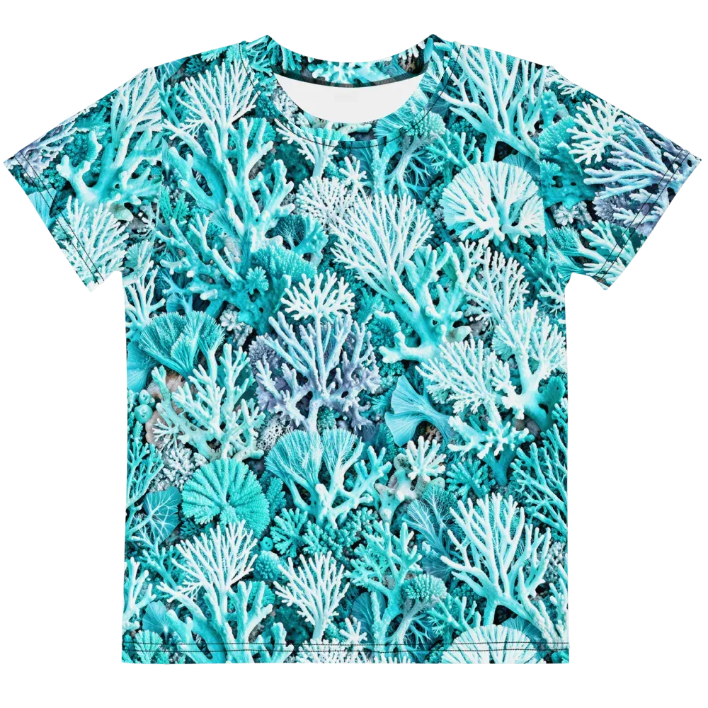 Aqua Coral Garden on Kids Crew Neck T-Shirt — Front
