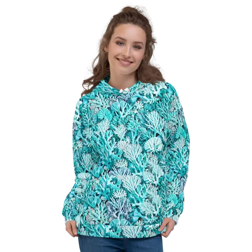 Aqua Coral Garden on a Hoodie