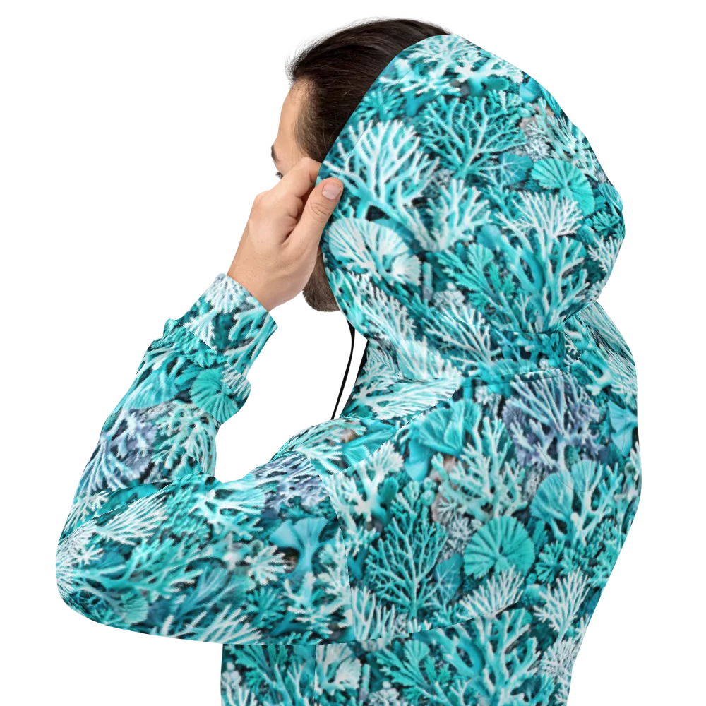 Aqua Coral Garden on Hoodie — Back