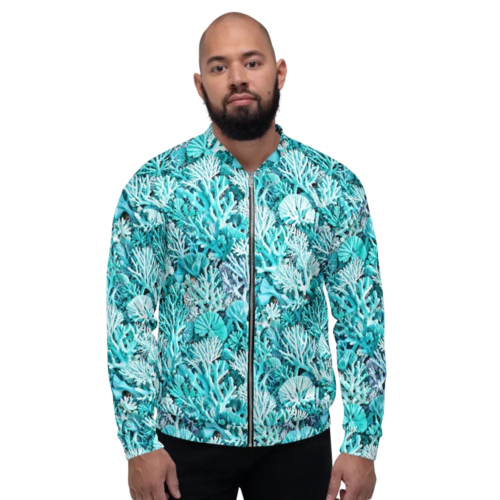 Aqua Coral Garden on Bomber Jacket — Front