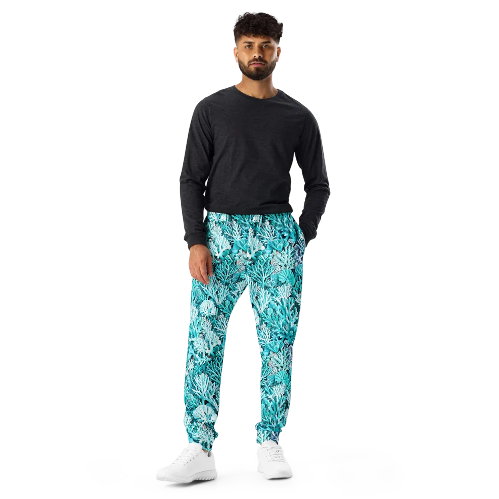 Aqua Coral Garden on Men's Joggers — Front