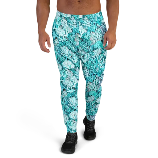 Aqua Coral Garden on a Men's Joggers