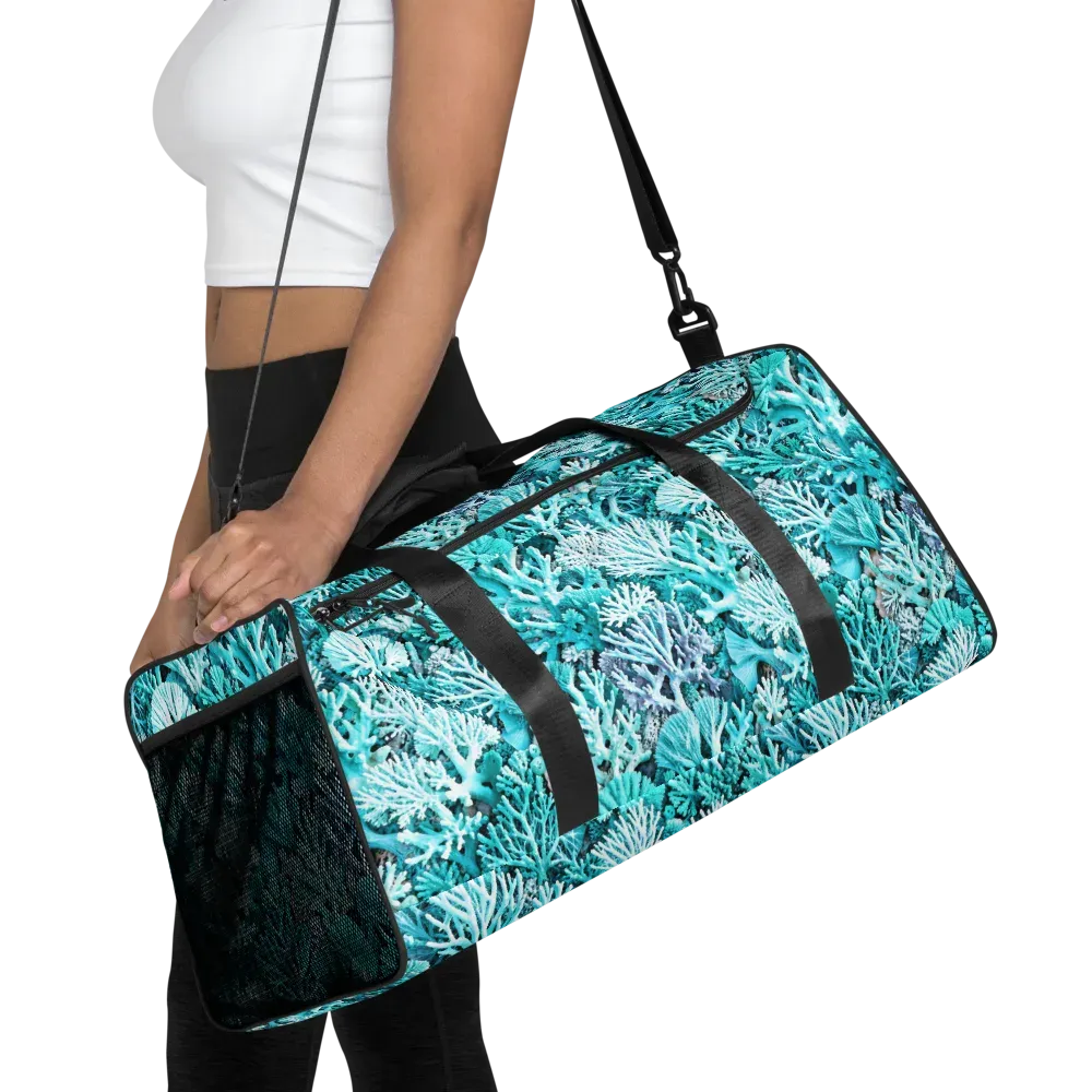 Aqua Coral Garden on Duffle Bag — Front