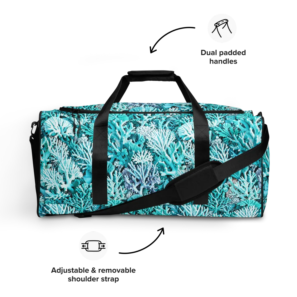 Aqua Coral Garden on Duffle Bag — Front