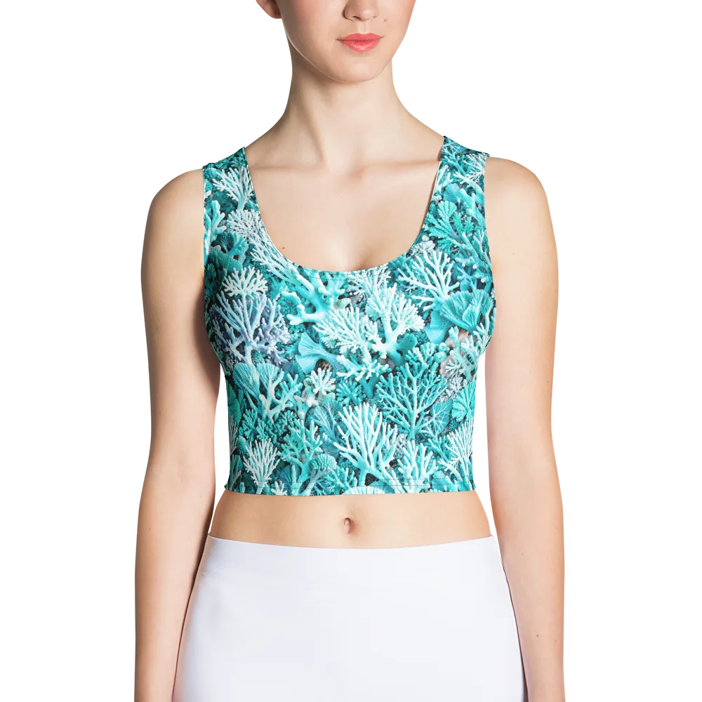 Aqua Coral Garden on Crop Top — Front