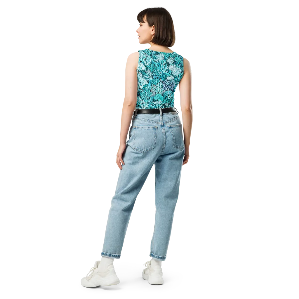 Aqua Coral Garden on Crop Top — Back