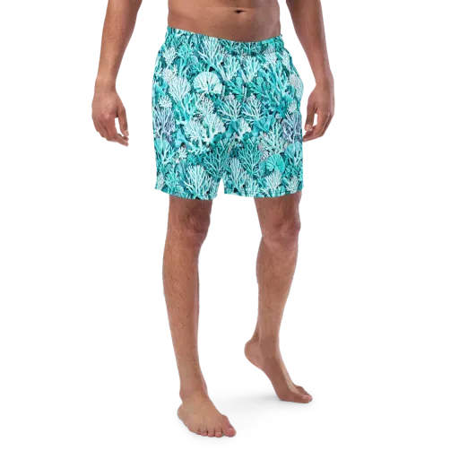 Aqua Coral Garden on a Swim Trunks