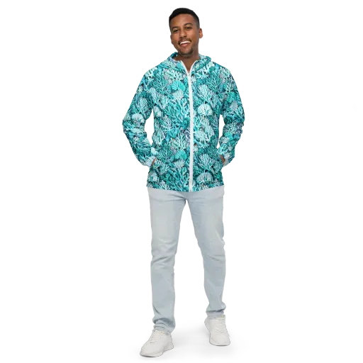 Aqua Coral Garden on a Men's Windbreaker