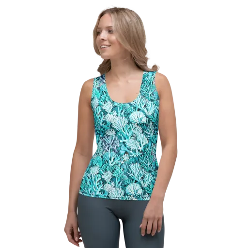 Aqua Coral Garden on a Women's Tank Top