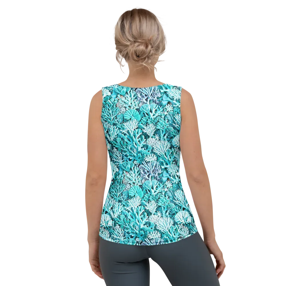 Aqua Coral Garden on Women's Tank Top — Back
