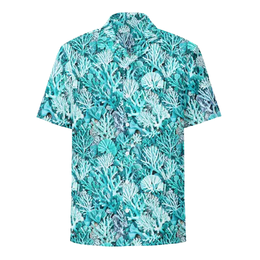 Aqua Coral Garden on a Button Shirt