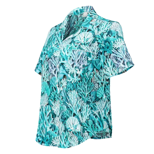 Aqua Coral Garden on a Women's Short Sleeve Pajama Top