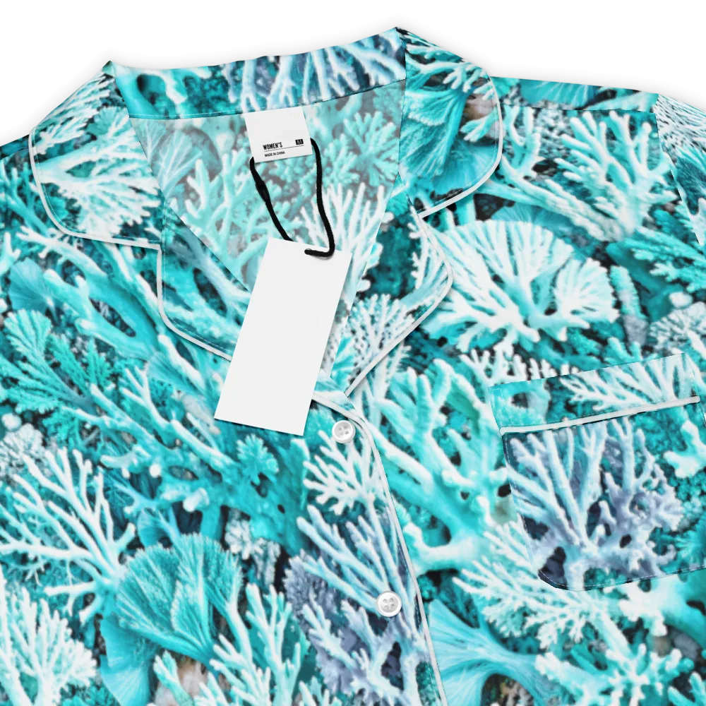 Aqua Coral Garden on Women's Short Sleeve Pajama Top — Product details