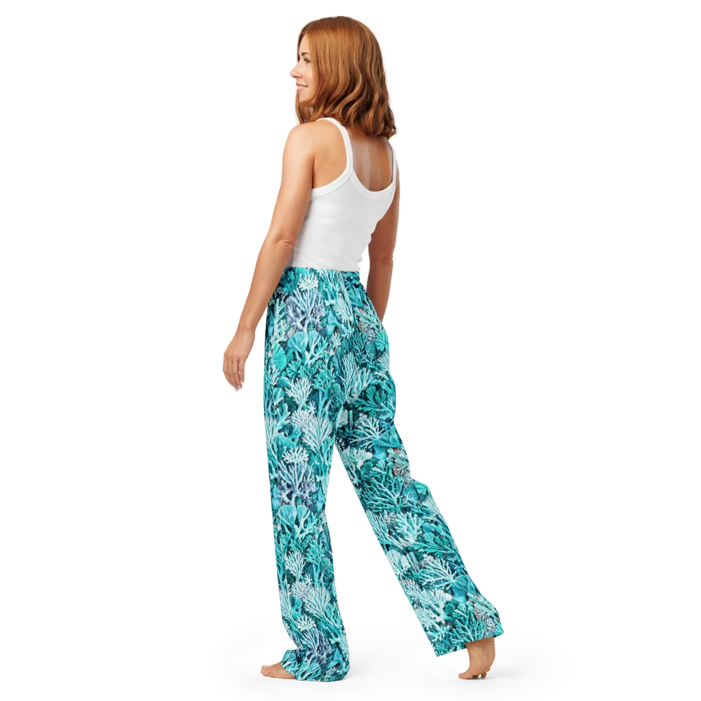 Aqua Coral Garden on Women's Pajama Pants — Back