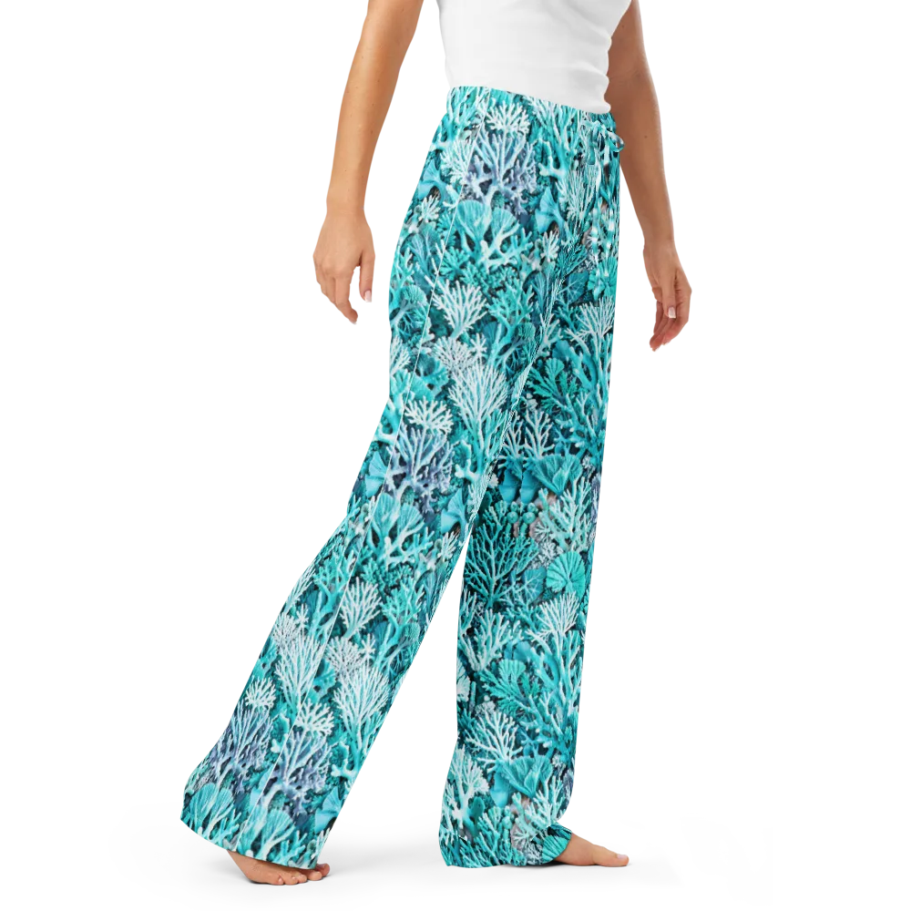 Aqua Coral Garden on Women's Pajama Pants — Right Front