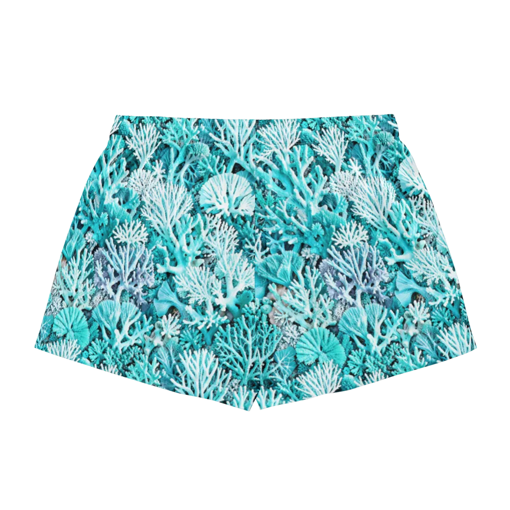 Aqua Coral Garden on Women's Pajama Shorts — Back