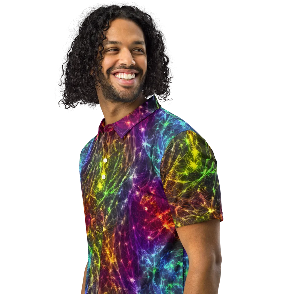 Cosmic Filaments on Men's Slim Fit Polo Shirt — Left Front