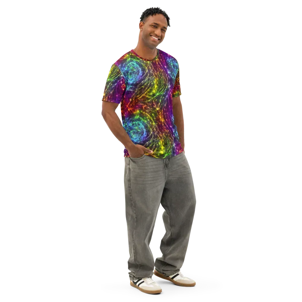 Cosmic Filaments on Men's Cotton Crew Neck T-Shirt — Right Front