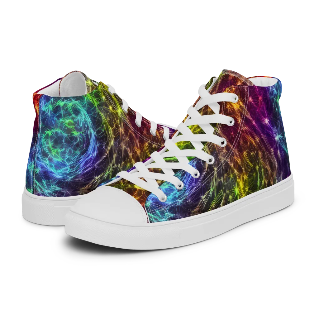 Cosmic Filaments on Men's High Top Canvas Shoes — Left