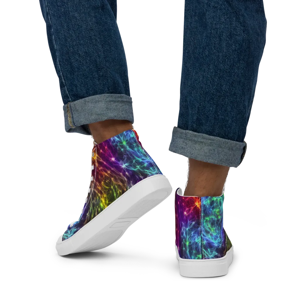 Cosmic Filaments on Men's High Top Canvas Shoes — Back