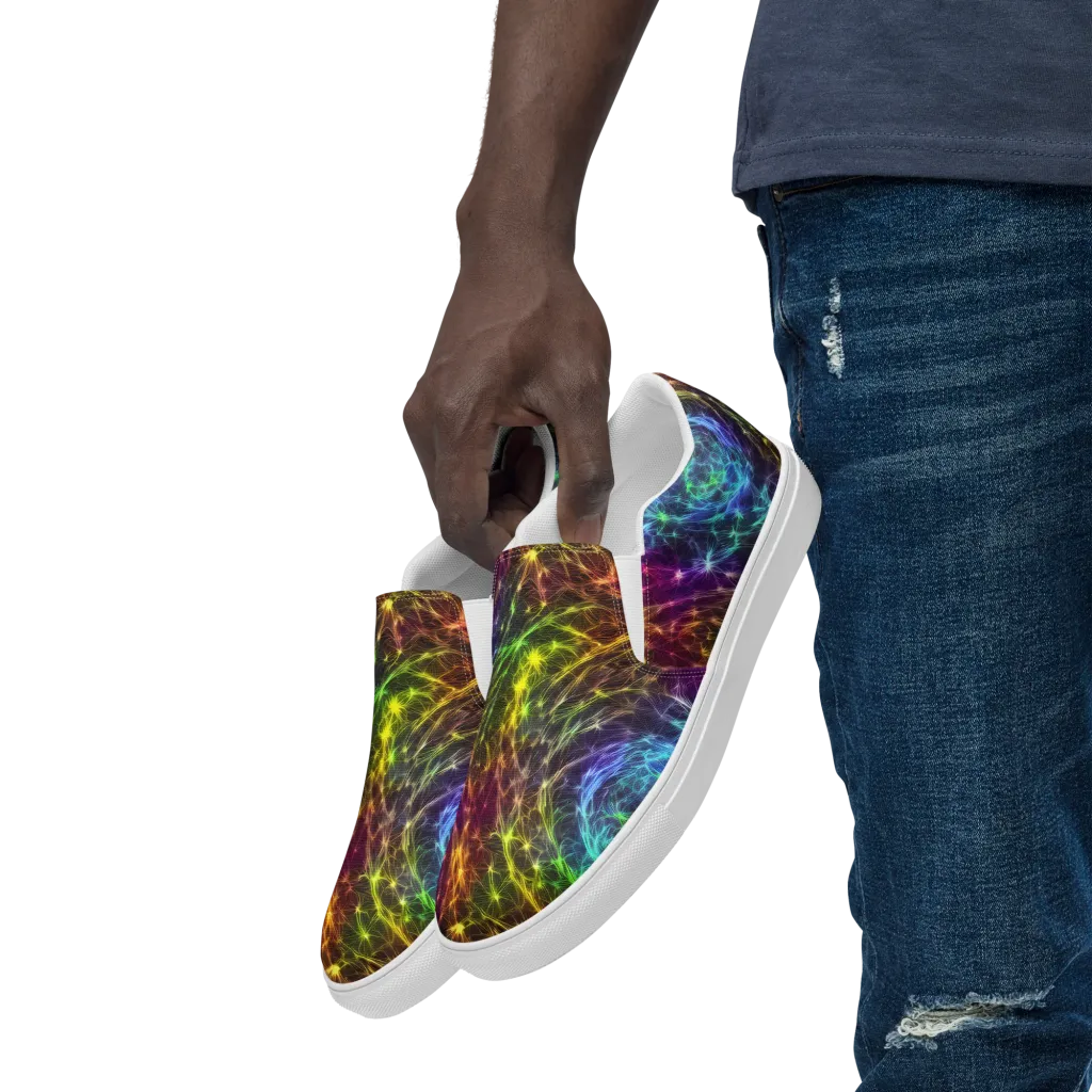 Cosmic Filaments on Men's Slip-On Canvas Shoes — Left Front