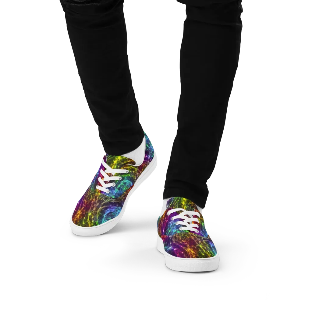 Cosmic Filaments on Men's Lace-Up Canvas Shoes — Front