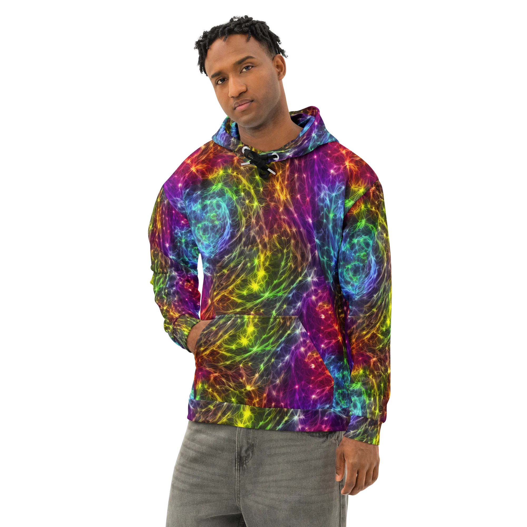 Cosmic Filaments on Cotton Hoodie — Left Front