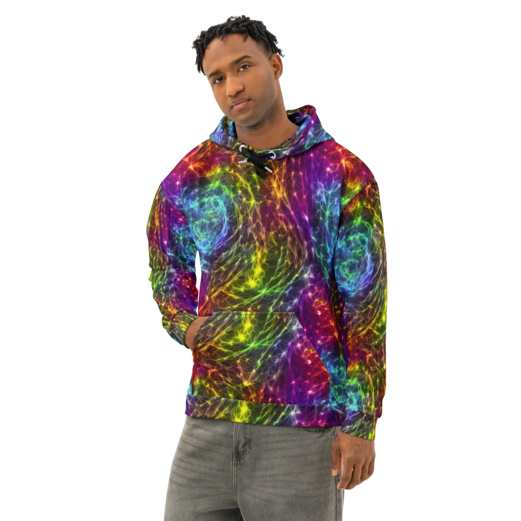 Cosmic Filaments on Cotton Hoodie — Left Front