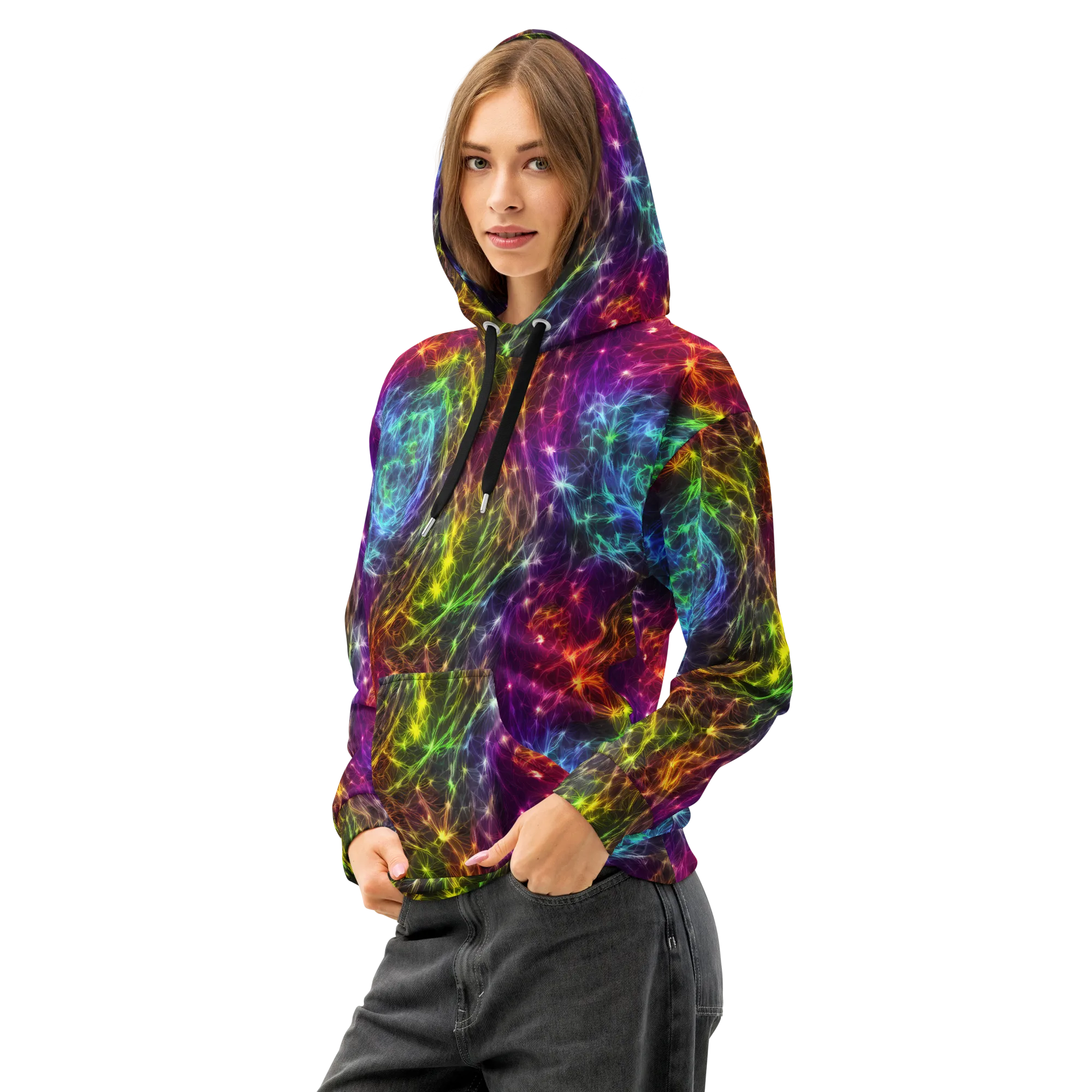 Cosmic Filaments on Cotton Hoodie — Left Front