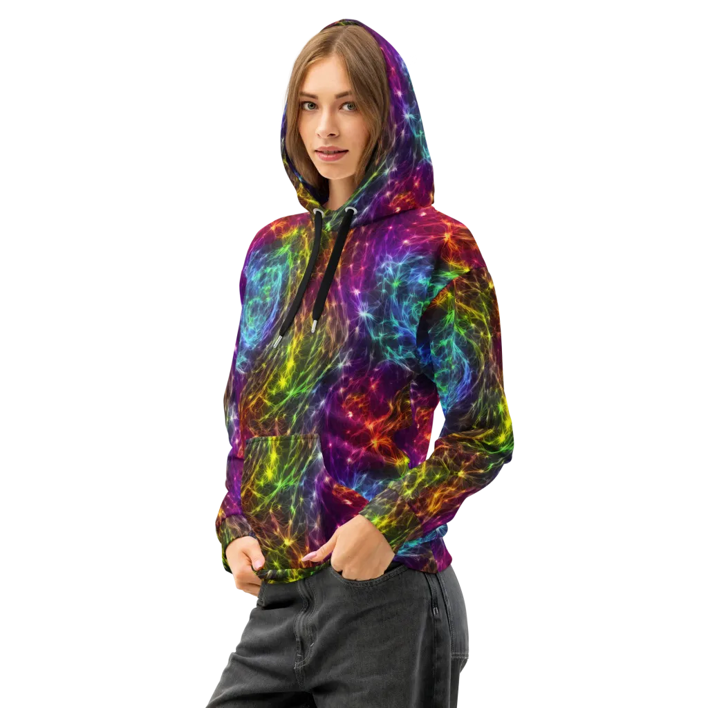 Cosmic Filaments on Cotton Hoodie — Left Front