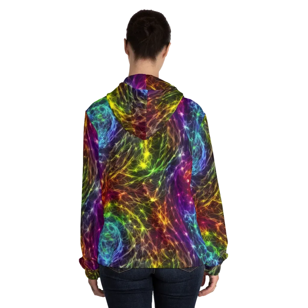 Cosmic Filaments on Women's Full-Zip Hoodie — Back On Person