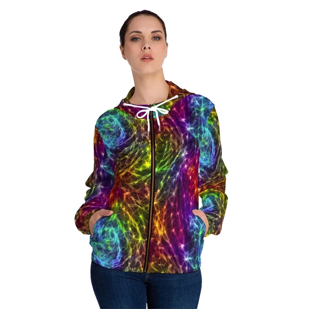 Cosmic Filaments on Women's Full-Zip Hoodie — Front On Person