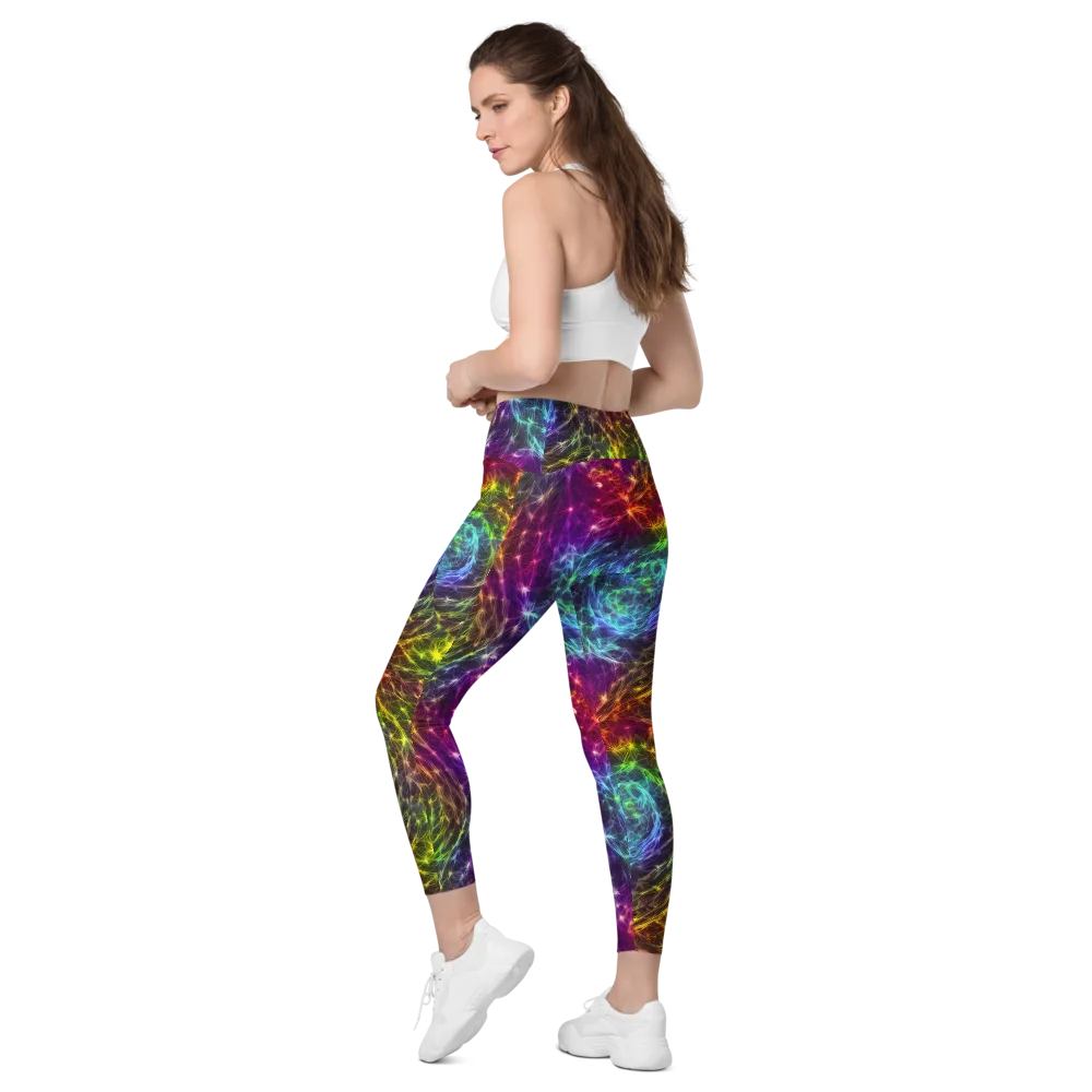 Cosmic Filaments on Leggings with Pockets — Left Back