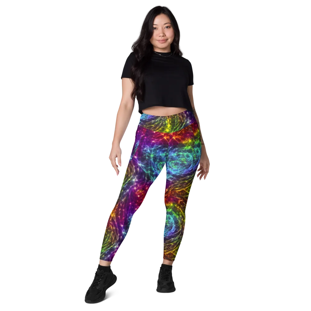Cosmic Filaments on Leggings with Pockets — Front