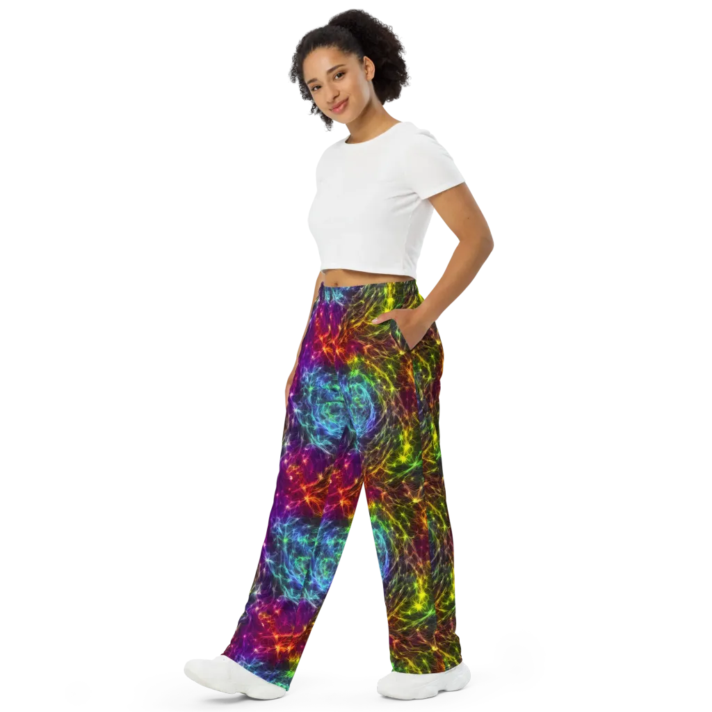 Cosmic Filaments on Wide-Leg Pants — Left Front