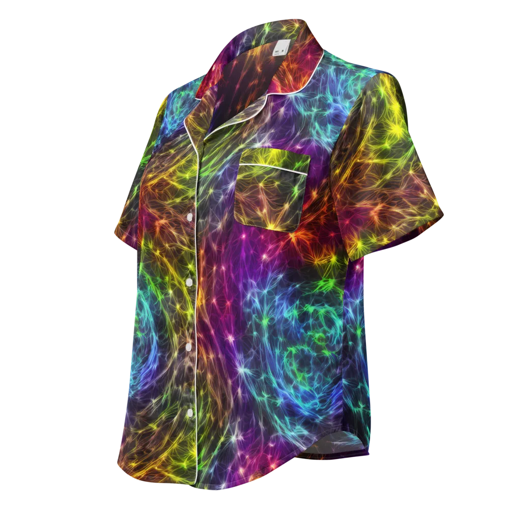 Cosmic Filaments on Women's Short Sleeve Pajama Top — Left Front