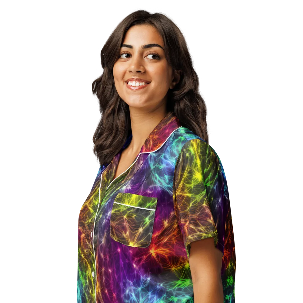 Cosmic Filaments on Women's Short Sleeve Pajama Top — Left Front