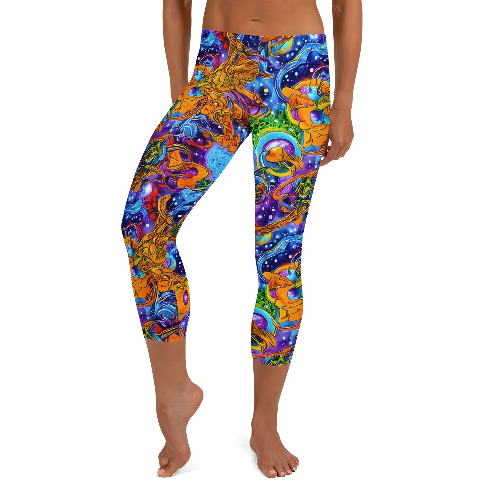 Ornamental Orbit on Capri Leggings — Front